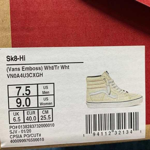 Vans Sk8-Hi Emboss True White Sneakers - Picture 9 of 9